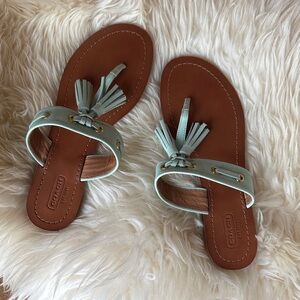 Coach Sheena Mint Leather Tassel Sandals Size 8